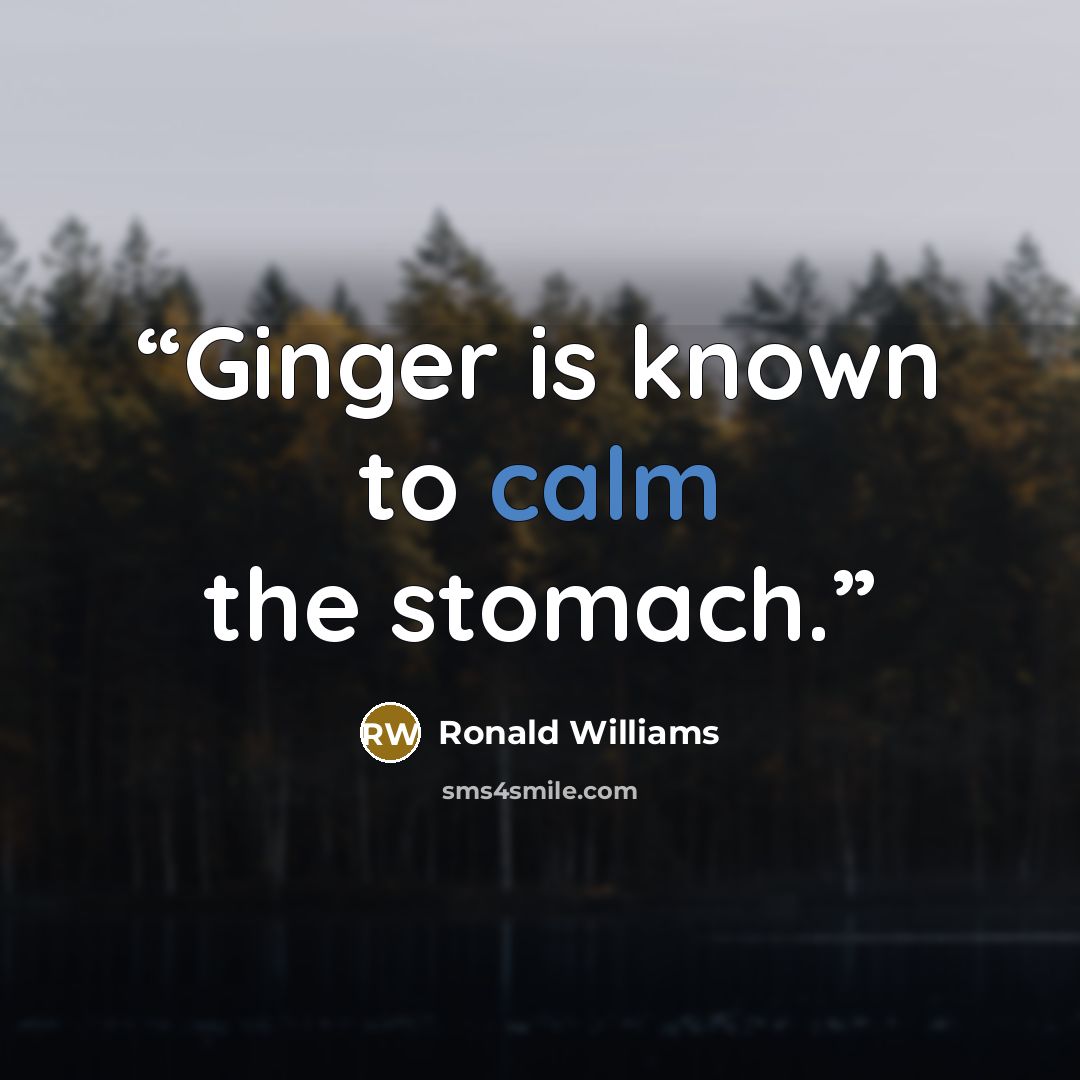 “Ginger is known to calm the stomach.” quote by Ronald Williams