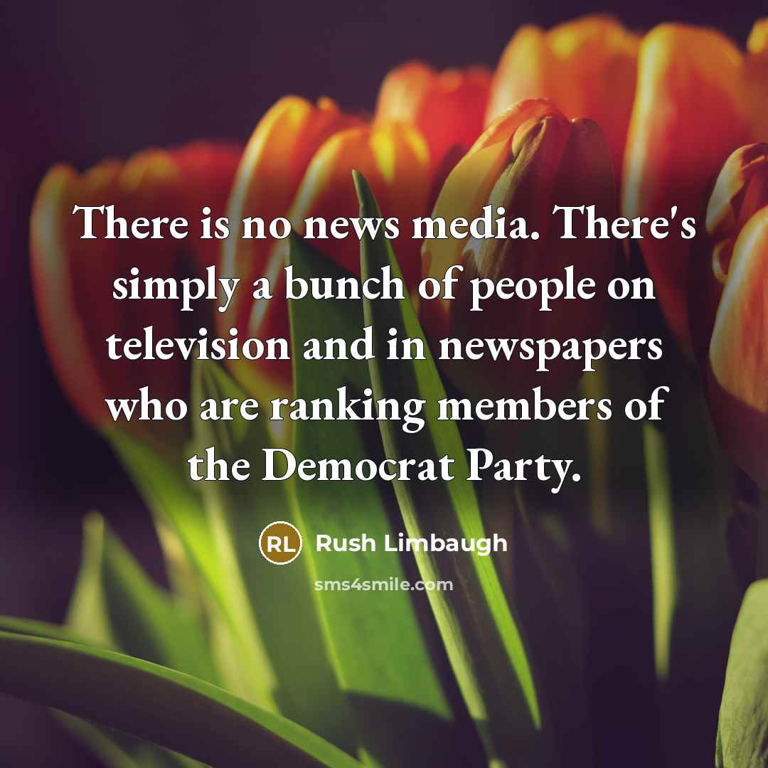 “There is no news media. There's simply a bunch of…” quote by Rush Limbaugh