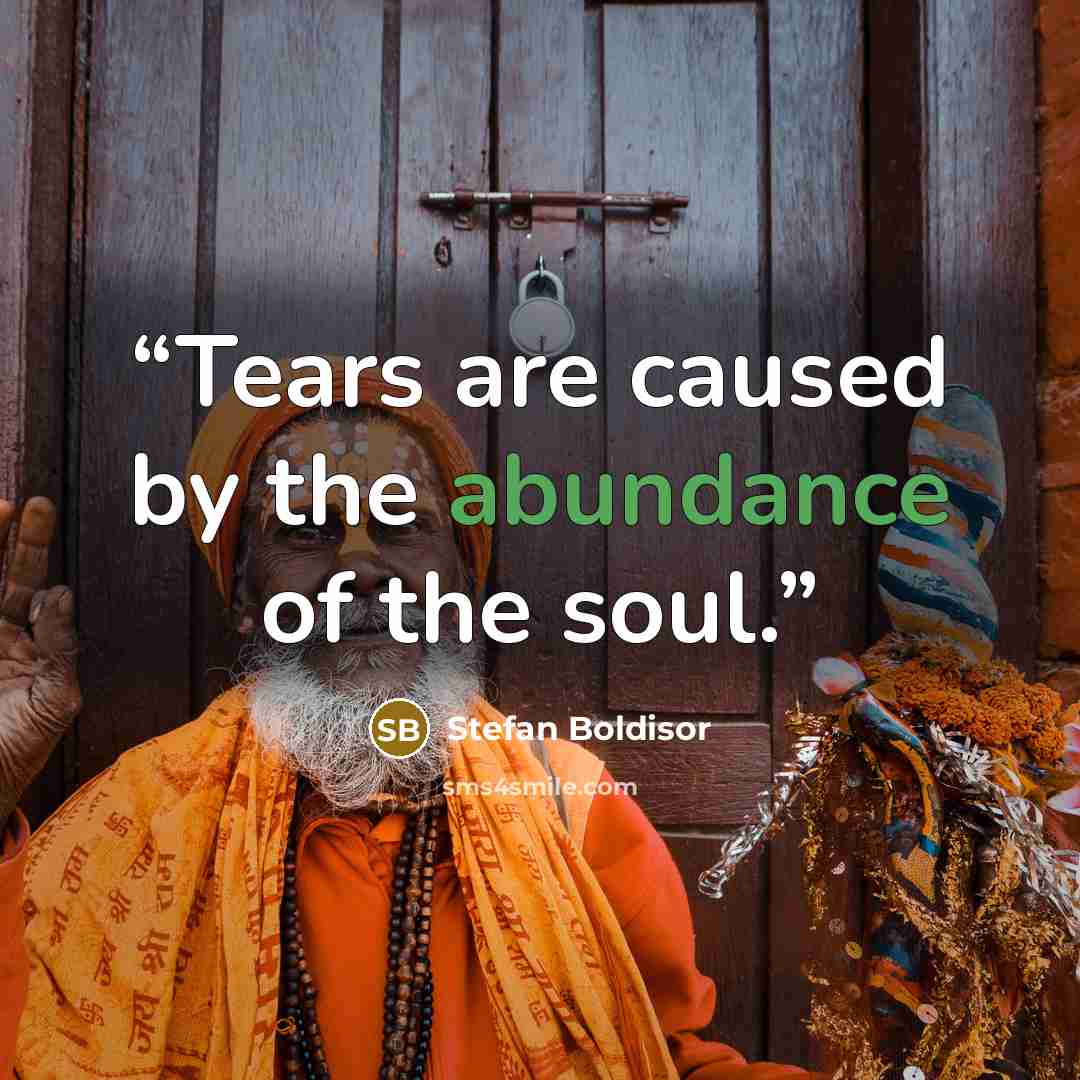 “Tears are caused by the abundance of the soul.” quote by Stefan Boldisor