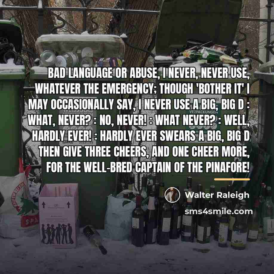 “Bad language or abuse, I never, never use, Whatever the…” quote by Walter Raleigh