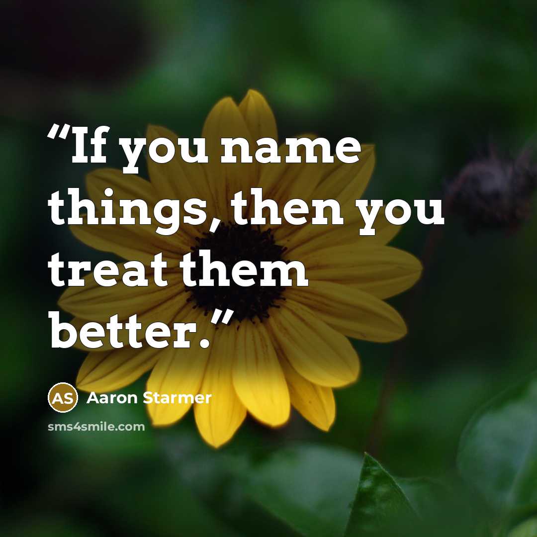 “If you name things, then you treat them better.” quote by Aaron Starmer