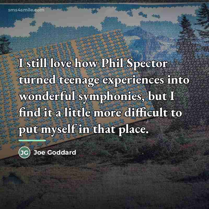“I still love how Phil Spector turned teenage experiences into…” quote by Joe Goddard