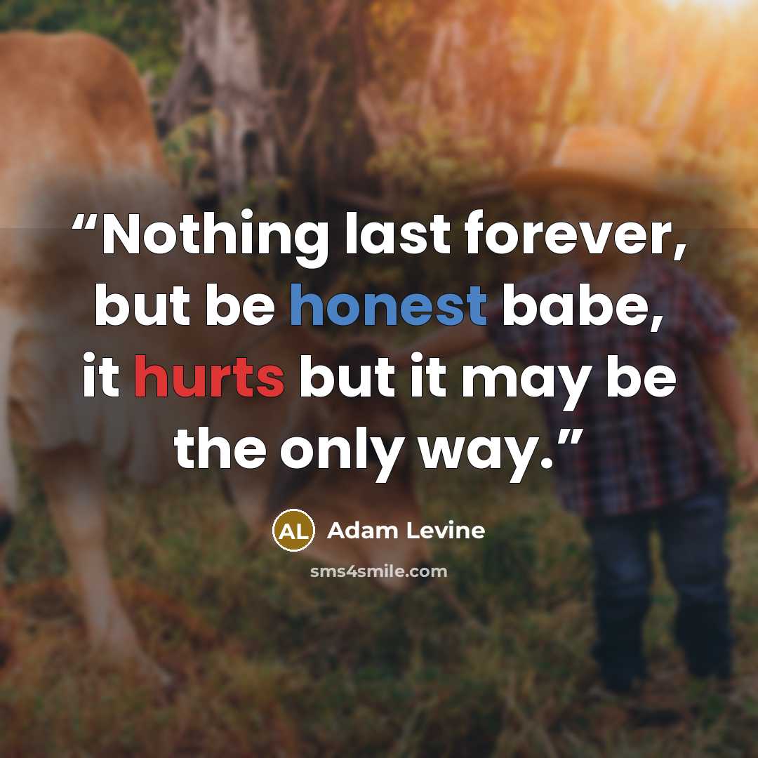 “Nothing last forever, but be honest babe, it hurts but it may be the only way.” quote by Adam Levine