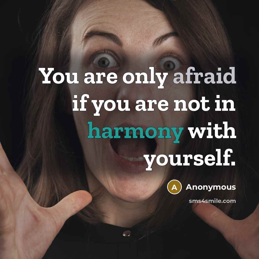 “You are only afraid if you are not in harmony with yourself.” quote by Anonymous