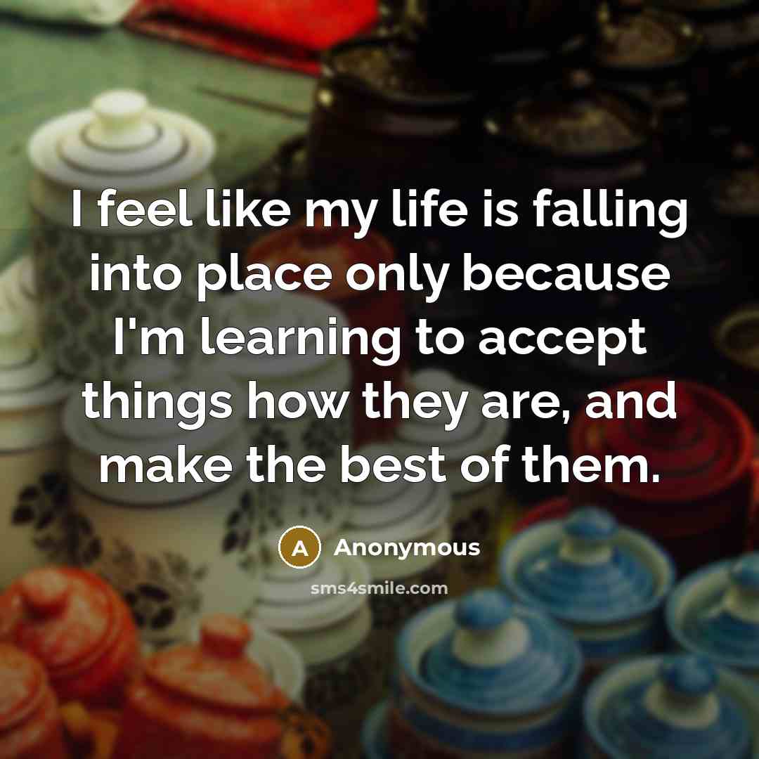 “I feel like my life is falling into place only…” quote by Anonymous