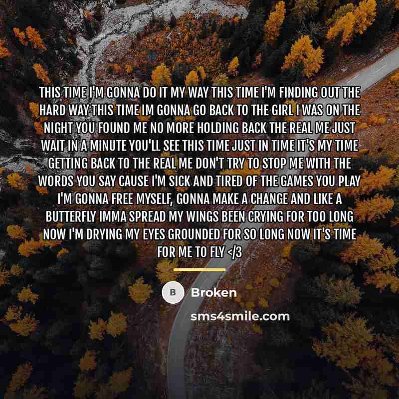 “This time I'm gonna do it my way This time…” quote by Broken