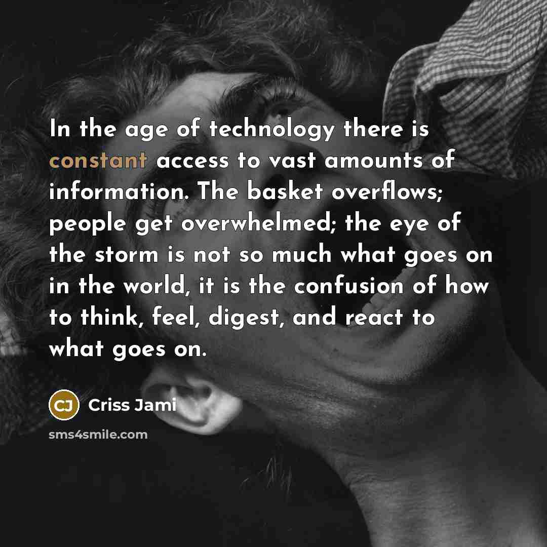 “In the age of technology there is constant access to…” quote by Criss Jami