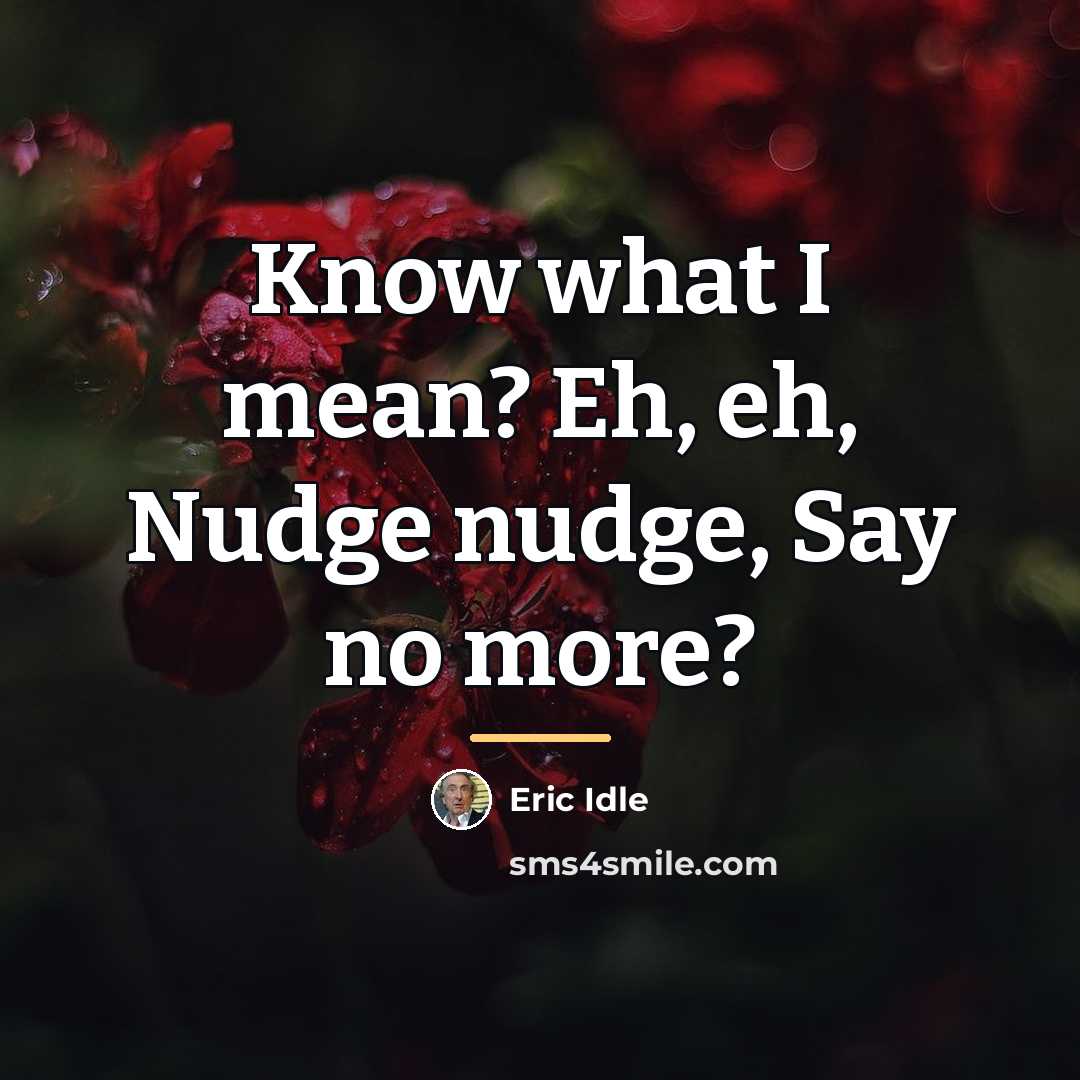 “Know what I mean? Eh, eh, Nudge nudge, Say no…” quote by Eric Idle