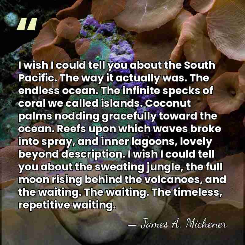 I wish I could tell you about the South Pacific. The way&hellip; - James A. Michener