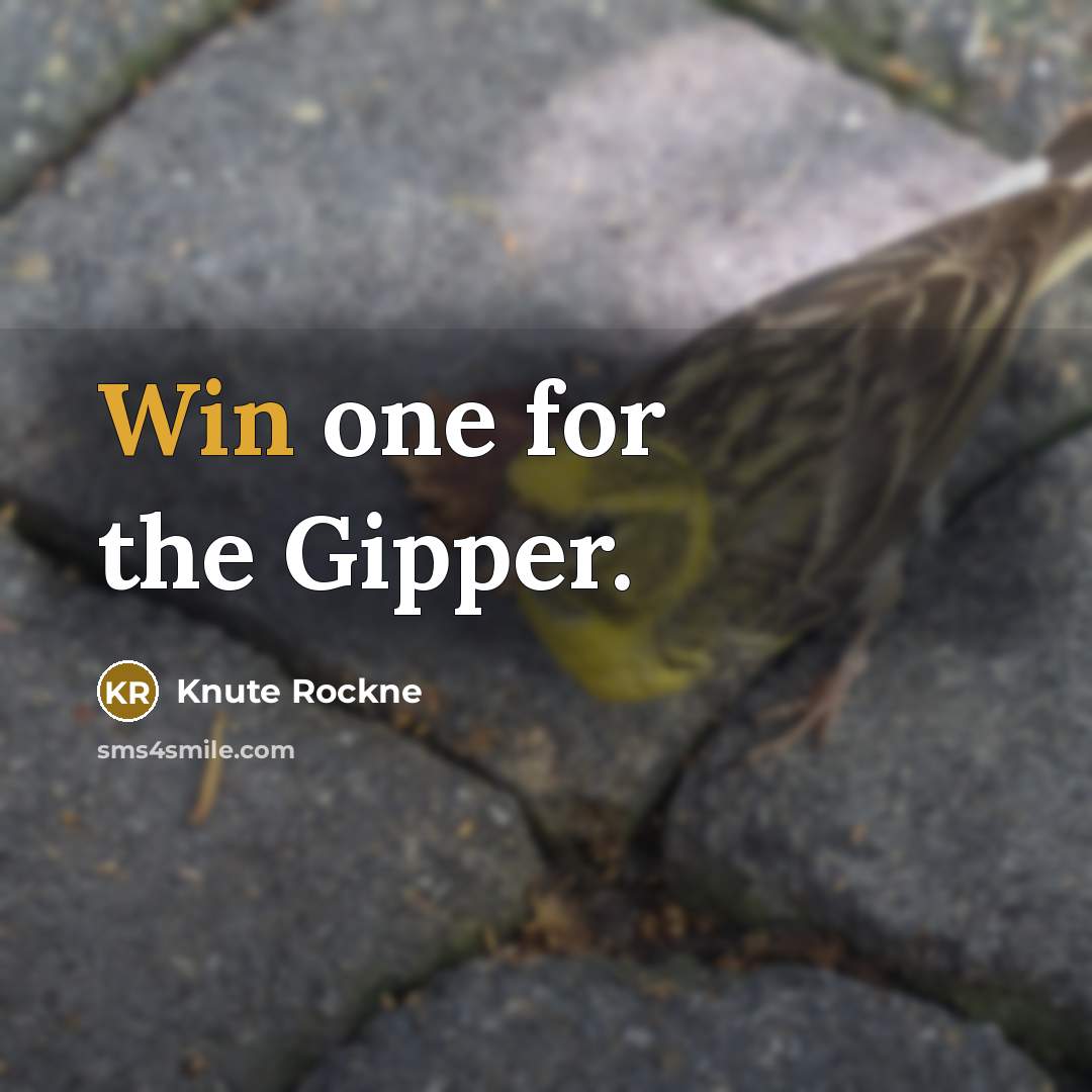 “Win one for the Gipper.…” quote by Knute Rockne