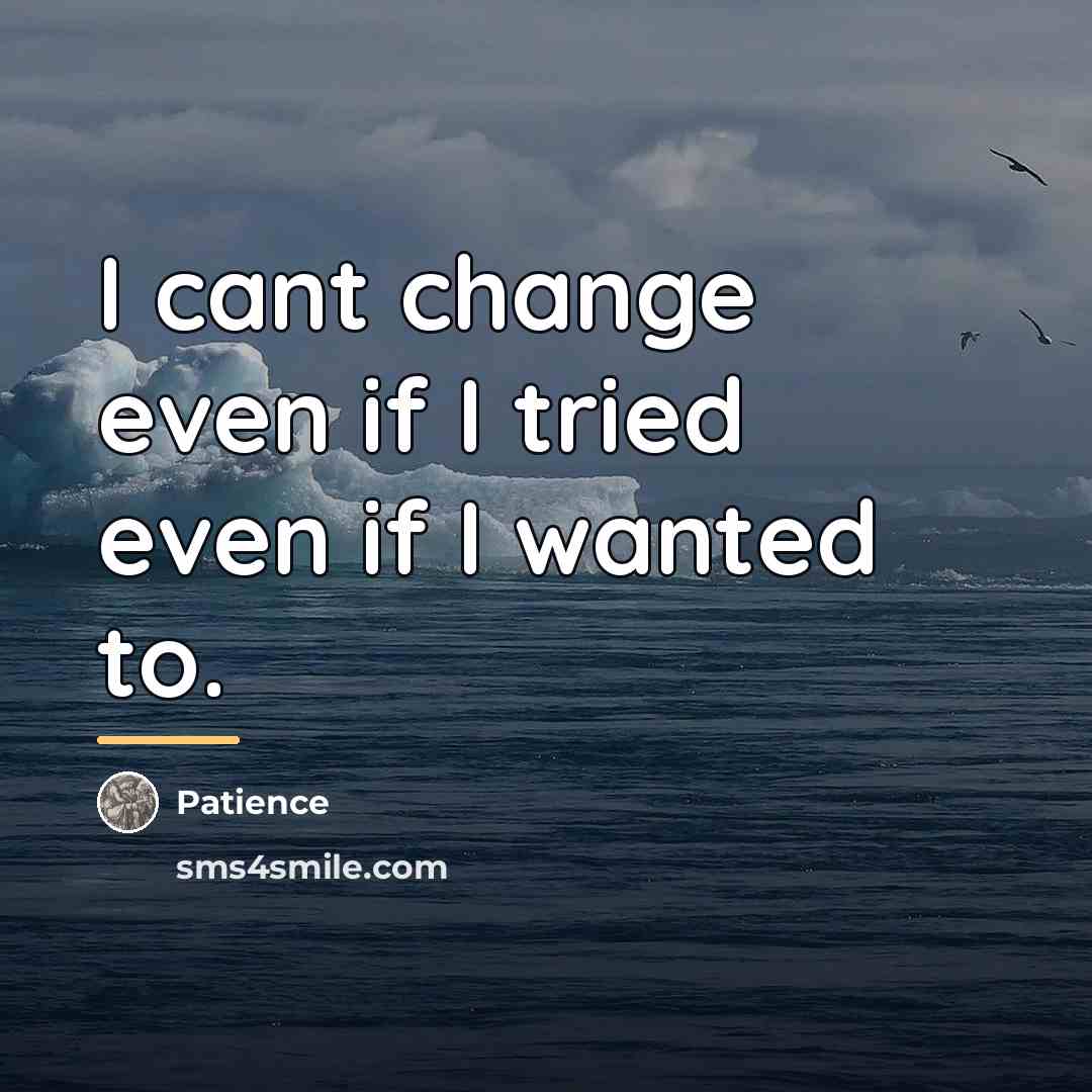 “I cant change even if I tried even if I…” quote by Patience