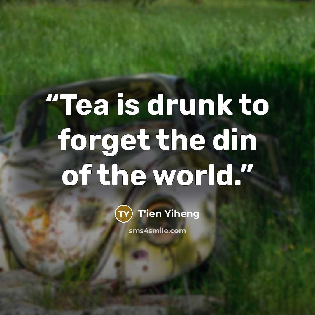 “Tea is drunk to forget the din of the world.” quote by T'ien Yiheng