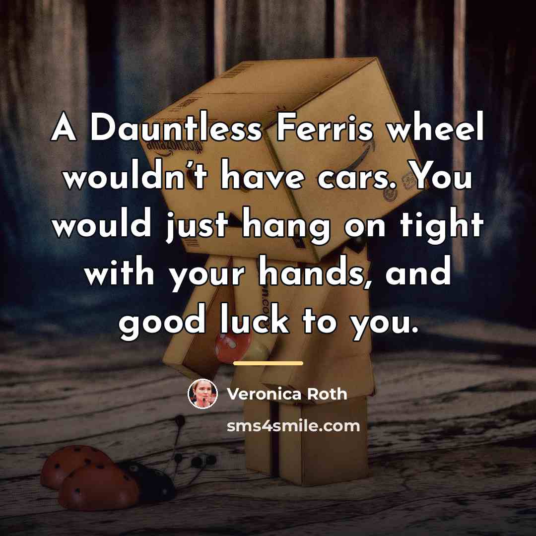“A Dauntless Ferris wheel wouldn’t have cars. You would just…” quote by Veronica Roth