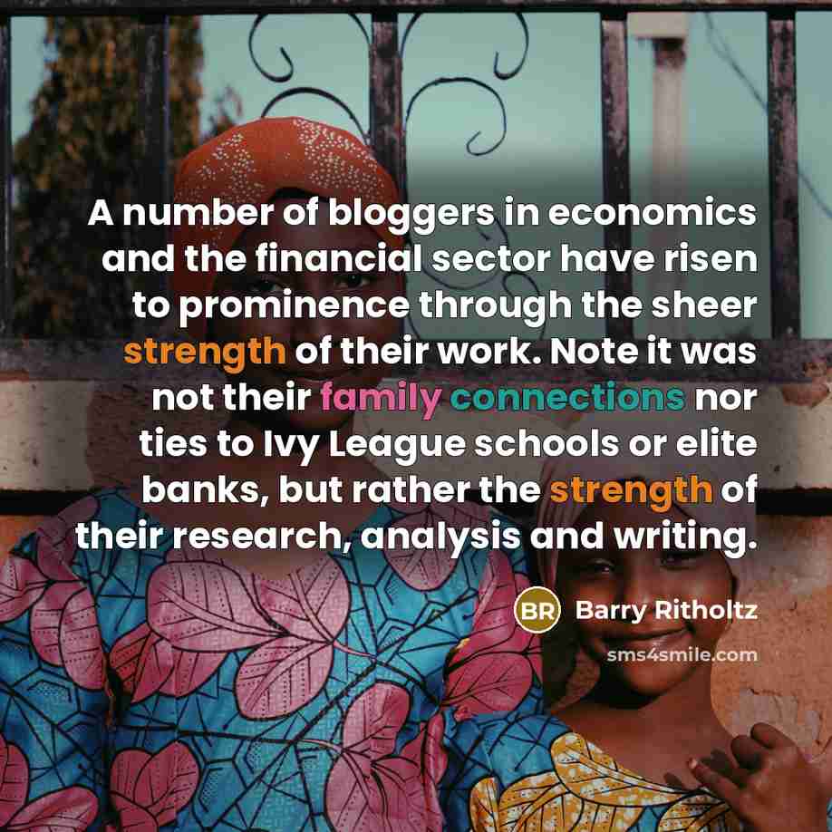 “A number of bloggers in economics and the financial sector…” quote by Barry Ritholtz