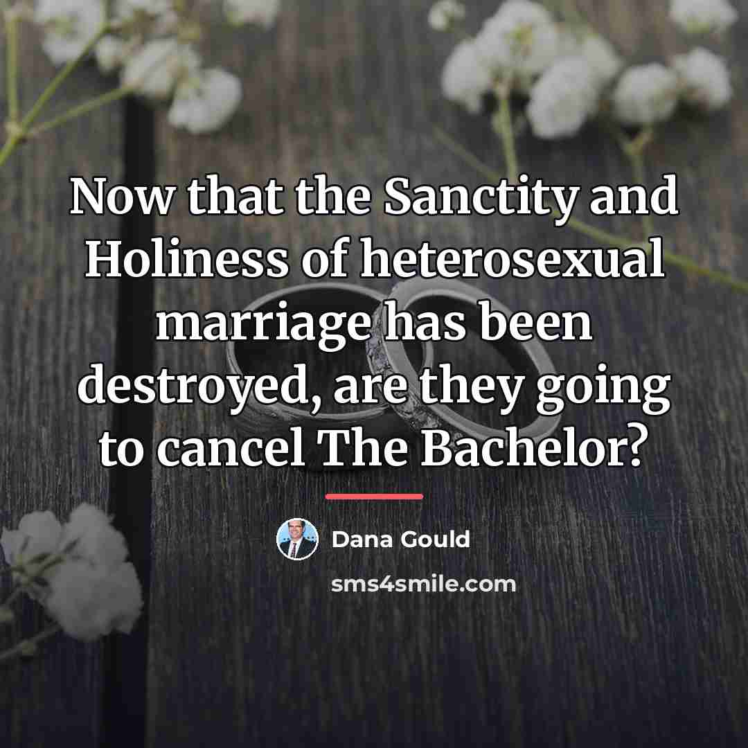 “Now that the Sanctity and Holiness of heterosexual marriage has…” quote by Dana Gould