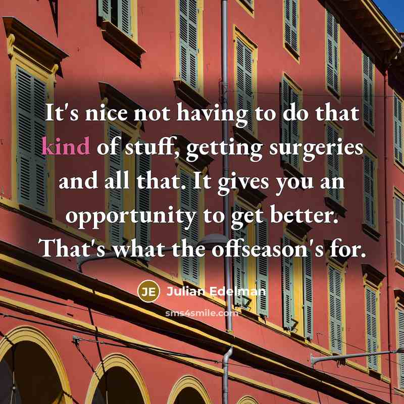 “It's nice not having to do that kind of stuff,…” quote by Julian Edelman
