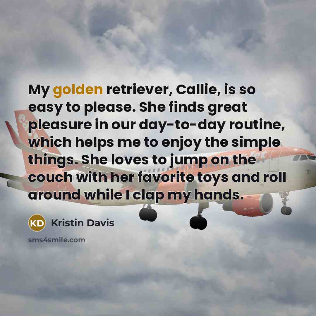“My golden retriever, Callie, is so easy to please. She…” quote by Kristin Davis