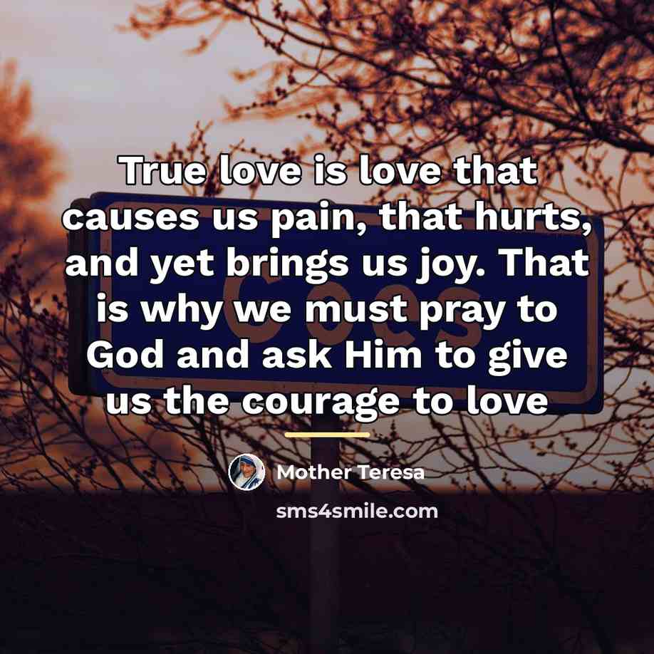 “True love is love that causes us pain, that hurts,…” quote by Mother Teresa