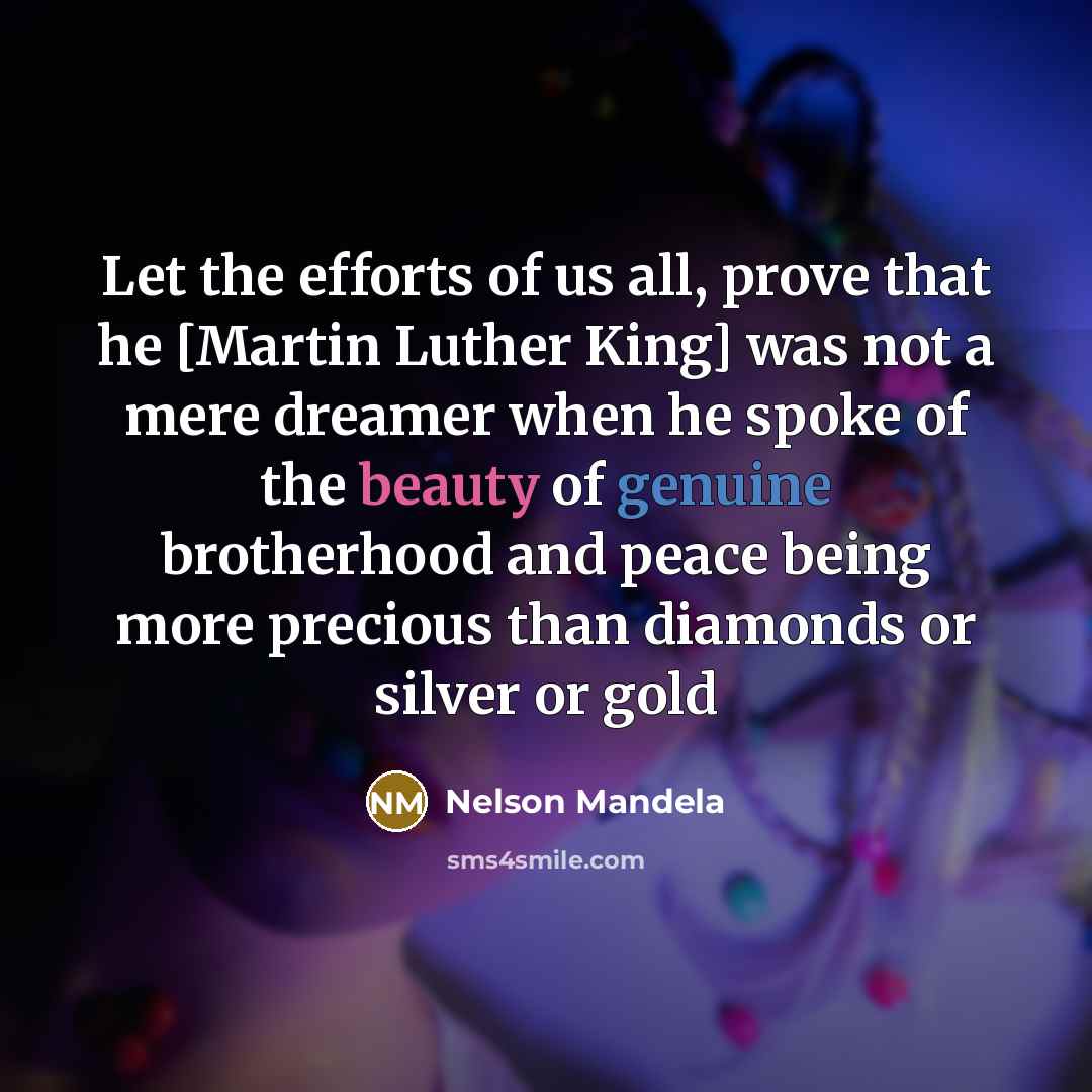 “Let the efforts of us all, prove that he [Martin…” quote by Nelson Mandela