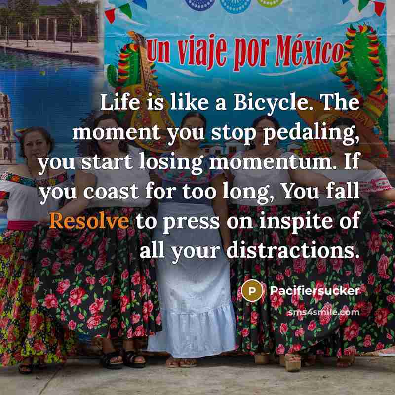 “Life is like a Bicycle. The moment you stop pedaling,…” quote by Pacifiersucker