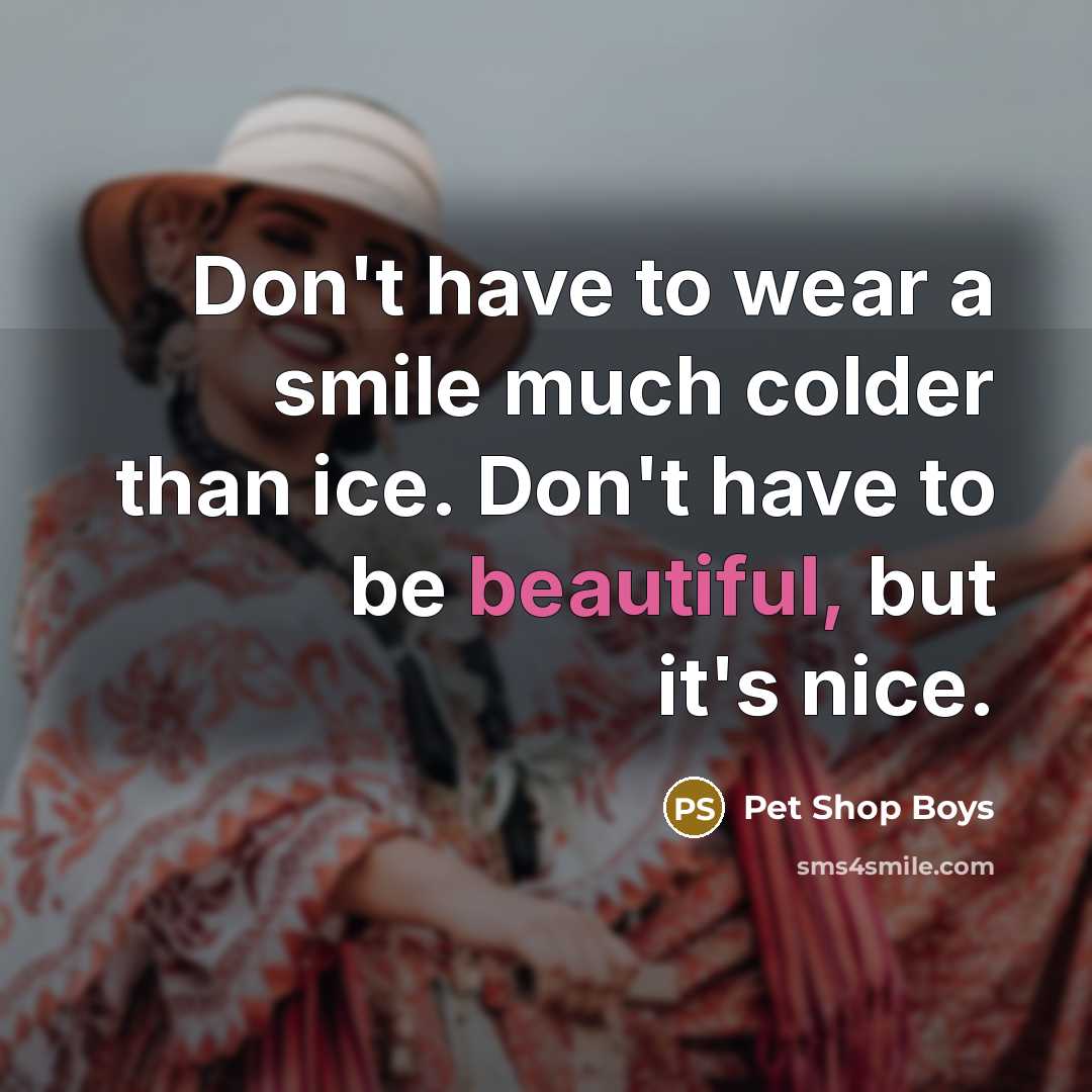 “Don't have to wear a smile much colder than ice.…” quote by Pet Shop Boys