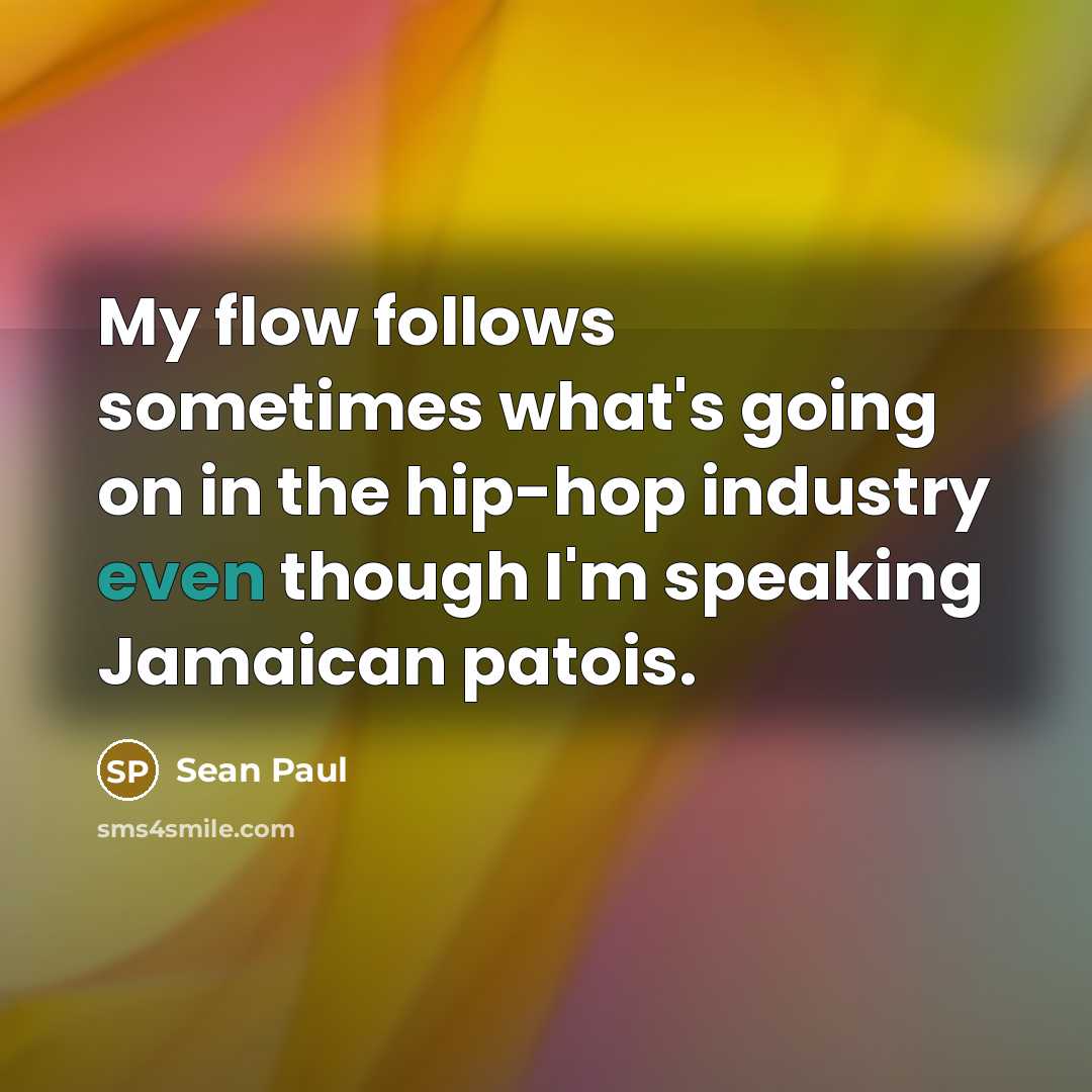 “My flow follows sometimes what's going on in the hip-hop…” quote by Sean Paul