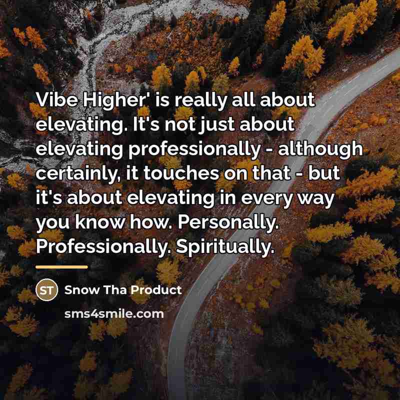 “Vibe Higher' is really all about elevating. It's not just…” quote by Snow Tha Product
