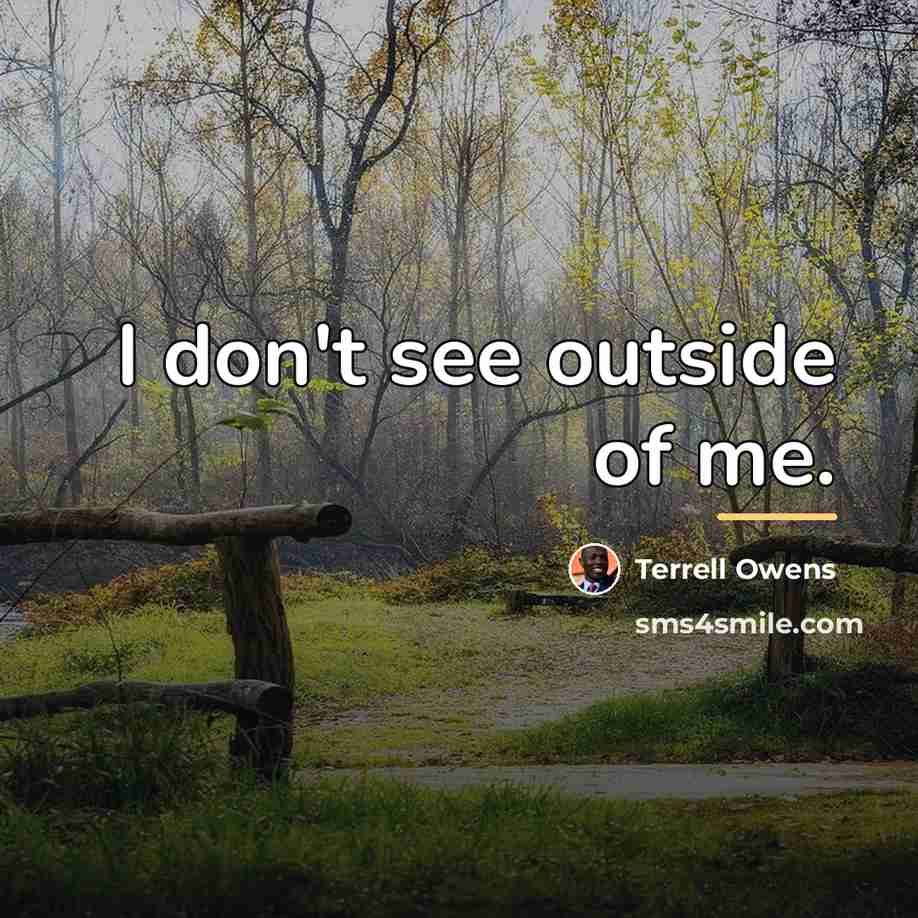 “I don't see outside of me.…” quote by Terrell Owens