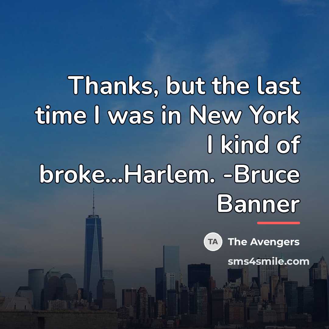 “Thanks, but the last time I was in New York…” quote by The Avengers