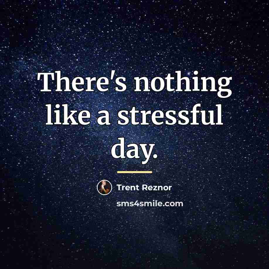 “There's nothing like a stressful day.…” quote by Trent Reznor
