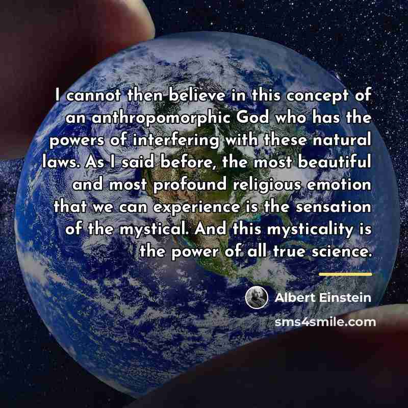 “I cannot then believe in this concept of an anthropomorphic…” quote by Albert Einstein