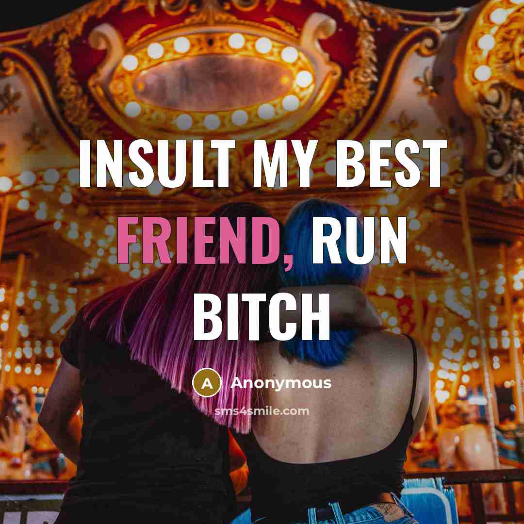 “Insult my best friend, run bitch” quote by Anonymous