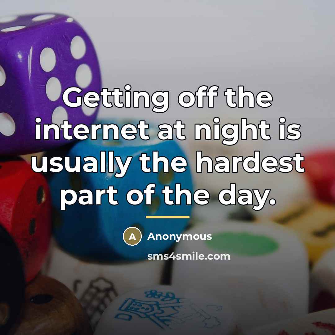 “Getting off the internet at night is usually the hardest…” quote by Anonymous