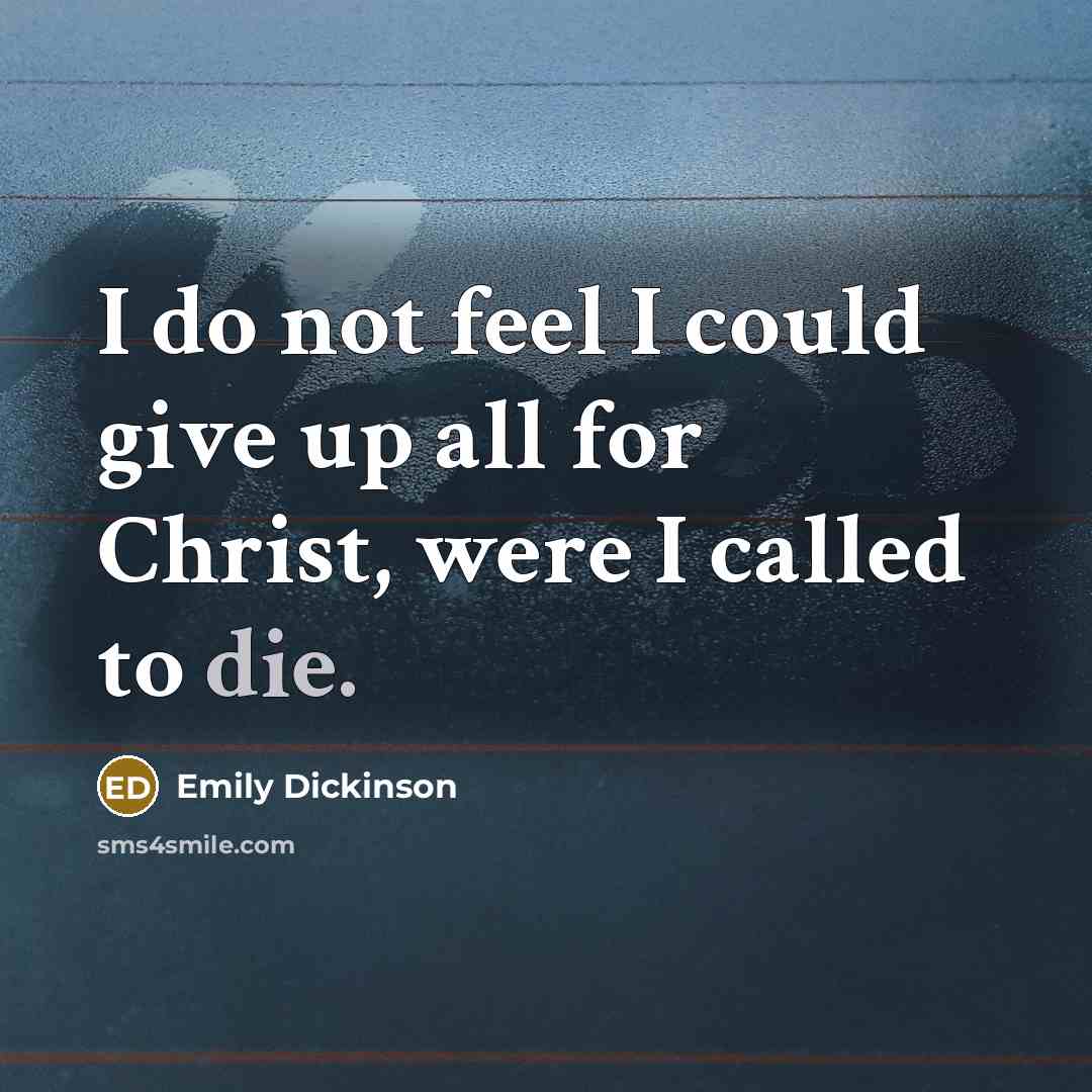 “I do not feel I could give up all for…” quote by Emily Dickinson