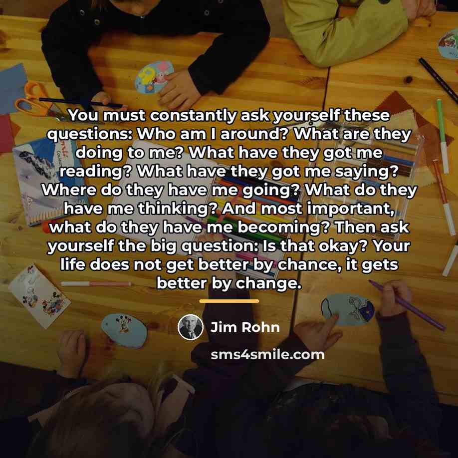 “You must constantly ask yourself these questions: Who am I…” quote by Jim Rohn