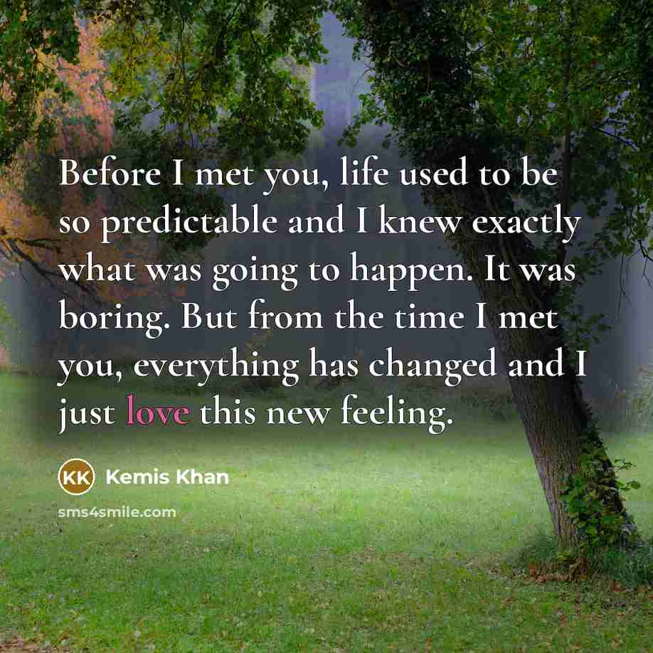 “Before I met you, life used to be so predictable…” quote by Kemis Khan