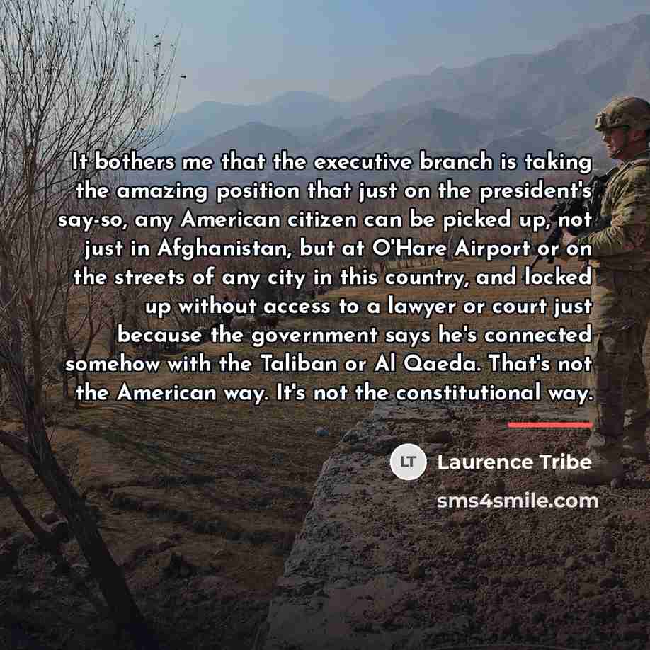 “It bothers me that the executive branch is taking the…” quote by Laurence Tribe