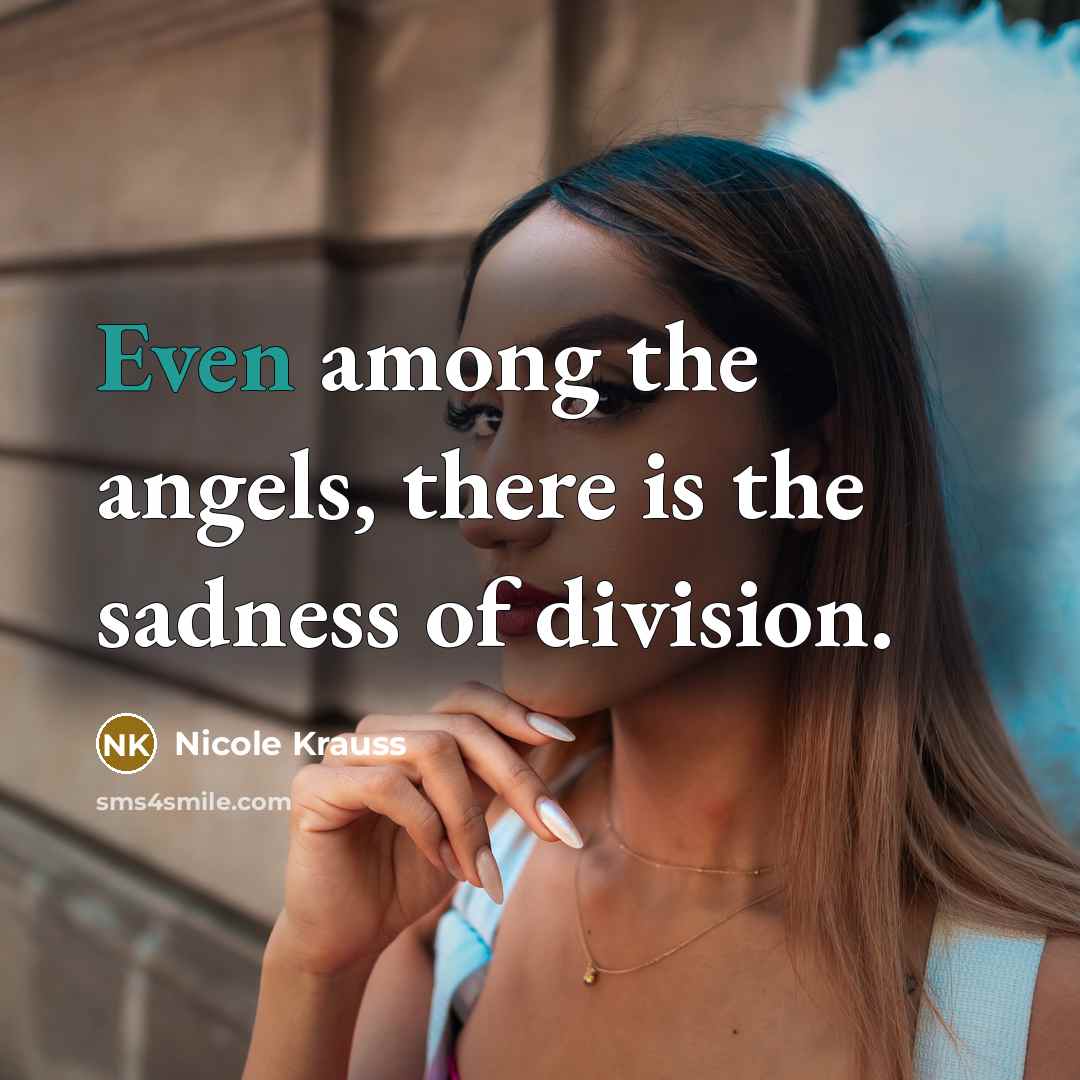 “Even among the angels, there is the sadness of division.…” quote by Nicole Krauss