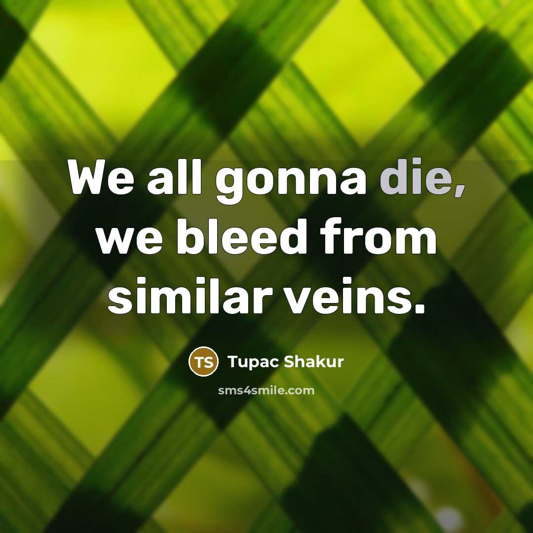 “We all gonna die, we bleed from similar veins.…” quote by Tupac Shakur