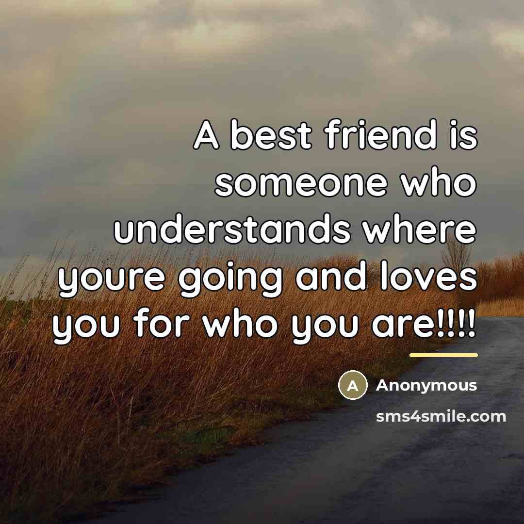 “A best friend is someone who understands where youre going…” quote by Anonymous
