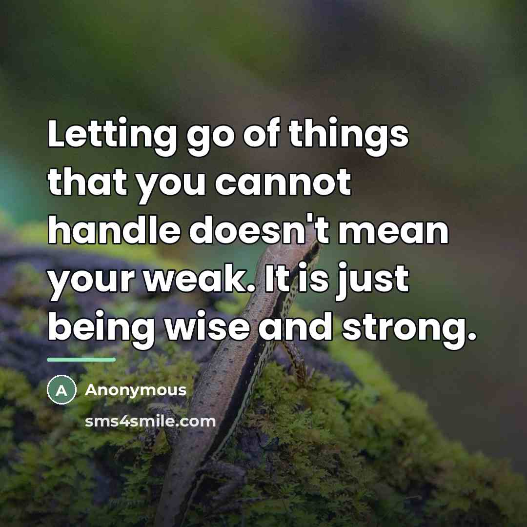 “Letting go of things that you cannot handle doesn't mean…” quote by Anonymous