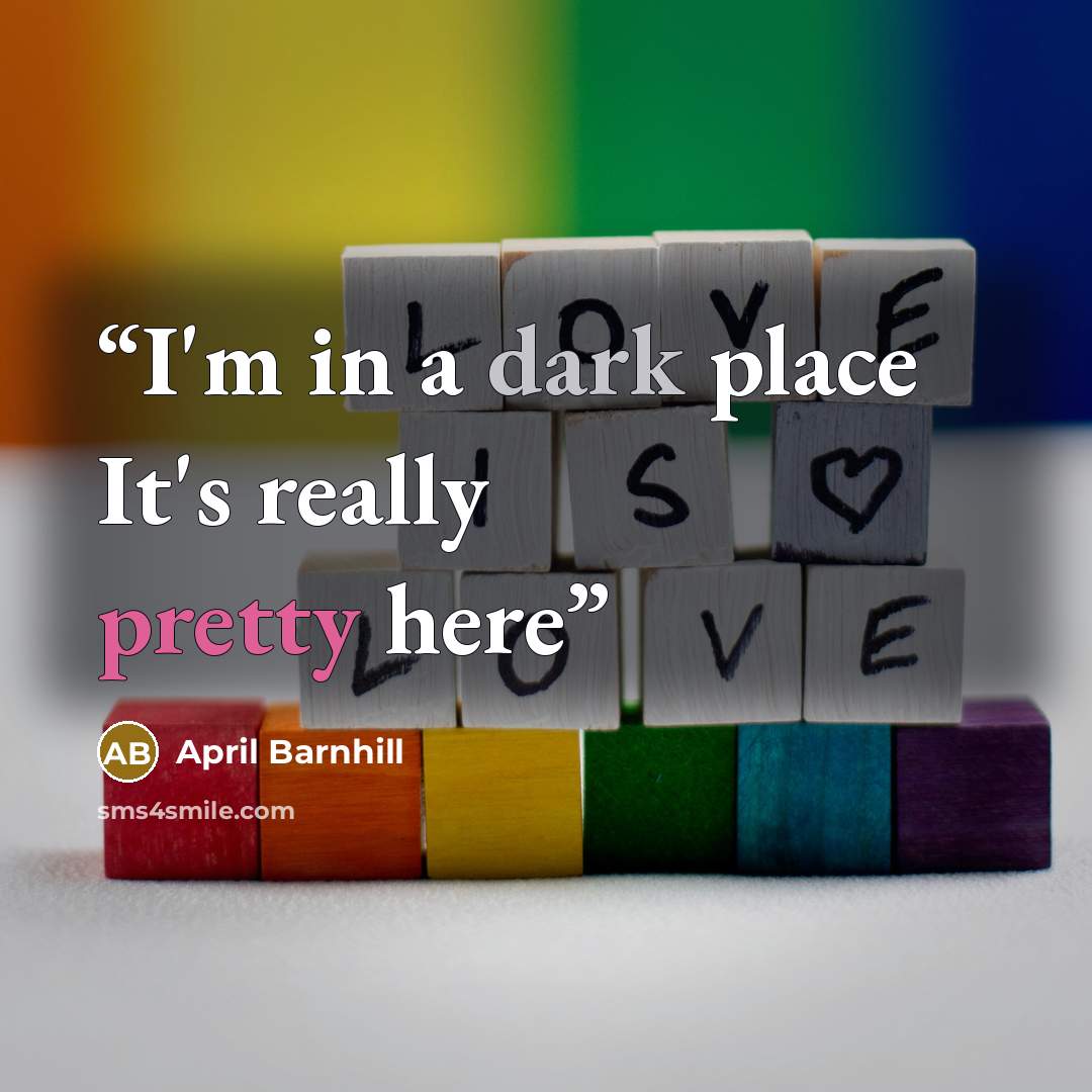 “I'm in a dark place It's really pretty here” quote by April Barnhill