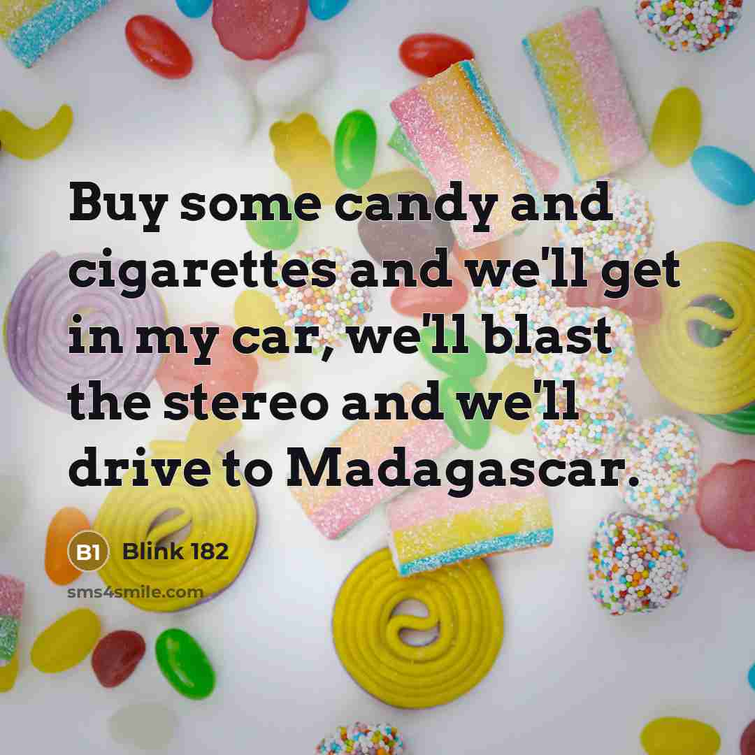 “Buy some candy and cigarettes and we'll get in my…” quote by Blink 182