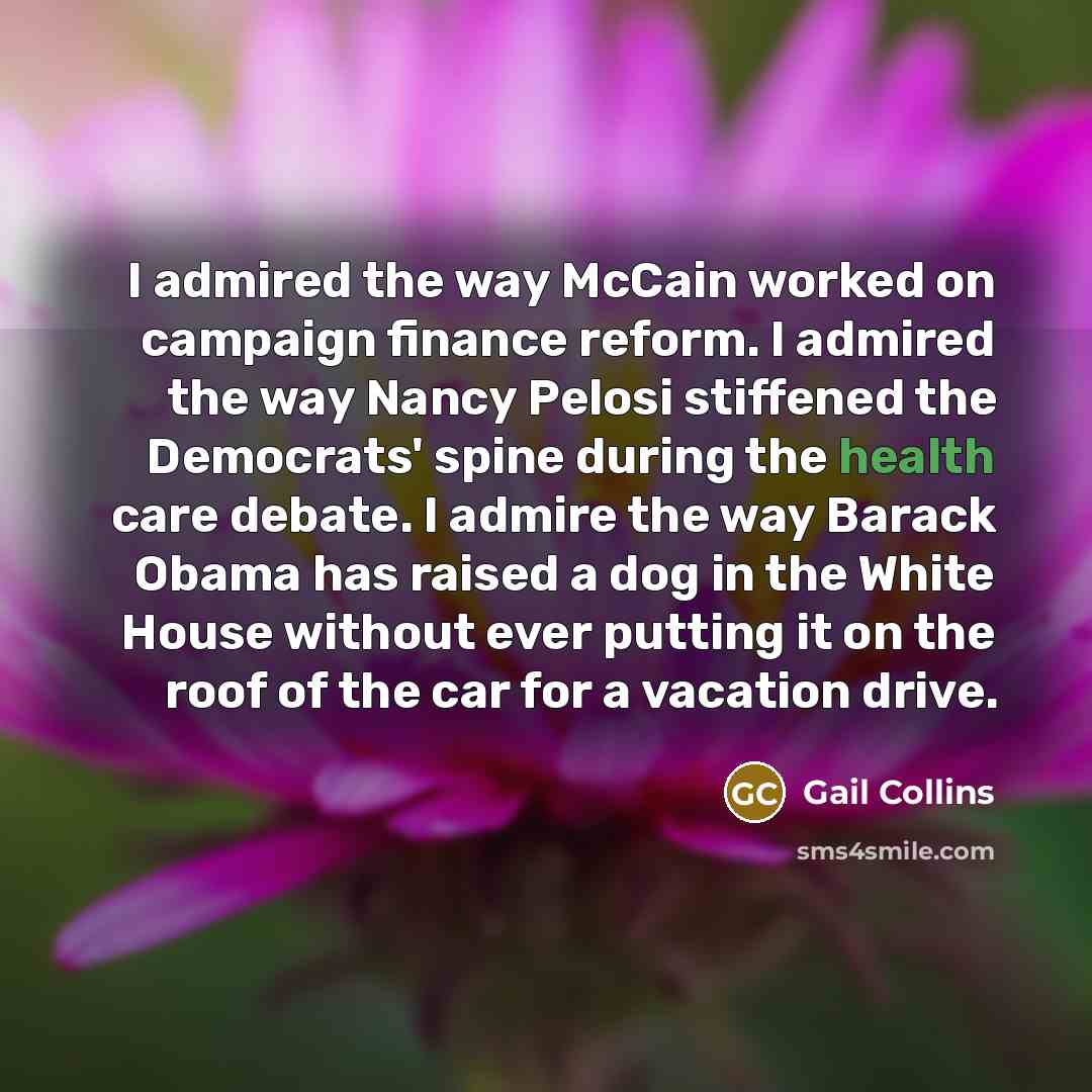 “I admired the way McCain worked on campaign finance reform.…” quote by Gail Collins