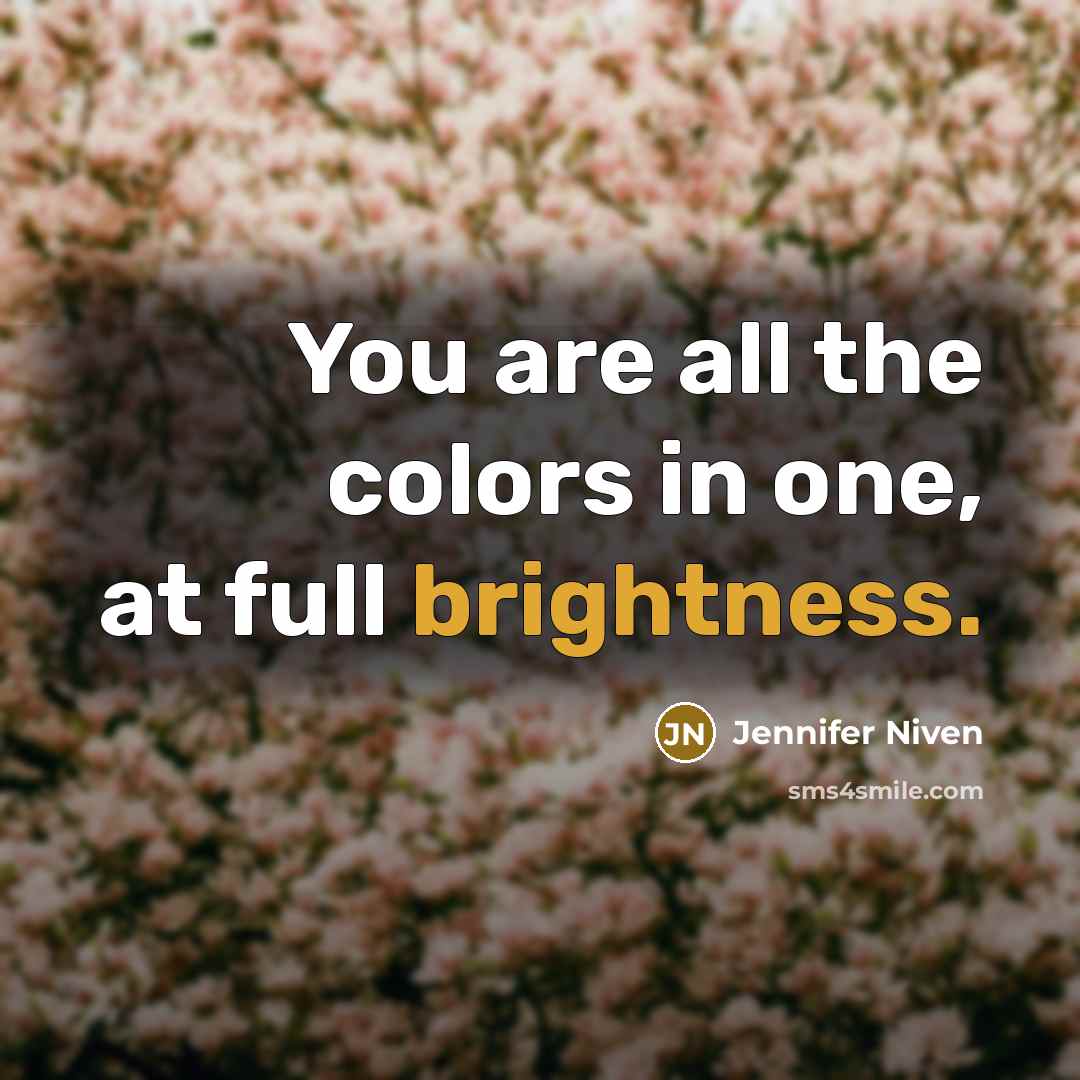 “You are all the colors in one, at full brightness.…” quote by Jennifer Niven