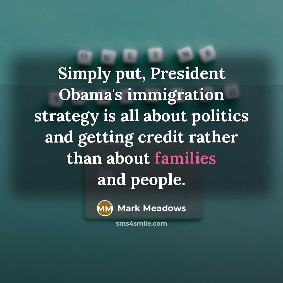 “Simply put, President Obama's immigration strategy is all about politics…” quote by Mark Meadows
