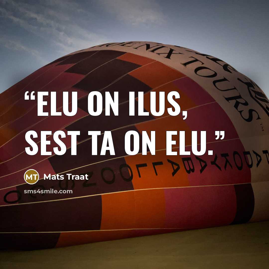 “Elu on ilus, sest ta on elu.” quote by Mats Traat