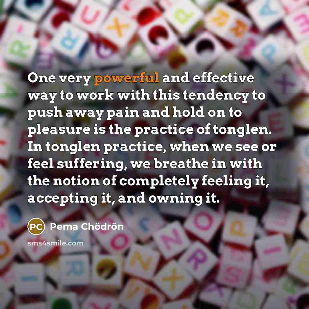 “One very powerful and effective way to work with this…” quote by Pema Chodron