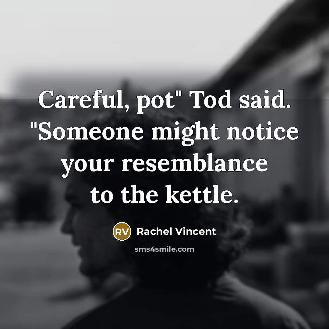 “Careful, pot" Tod said. "Someone might notice your resemblance to…” quote by Rachel Vincent