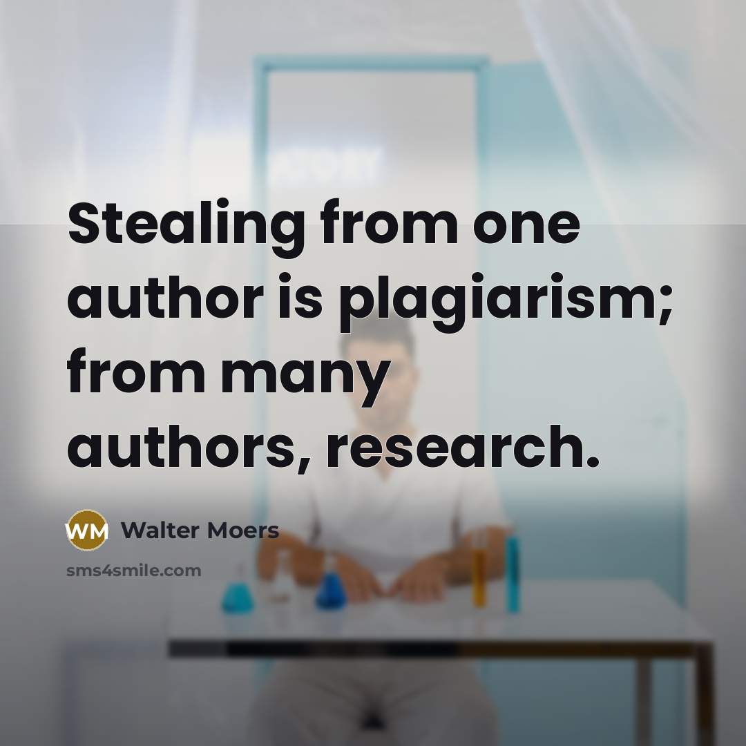 “Stealing from one author is plagiarism; from many authors, research.…” quote by Walter Moers